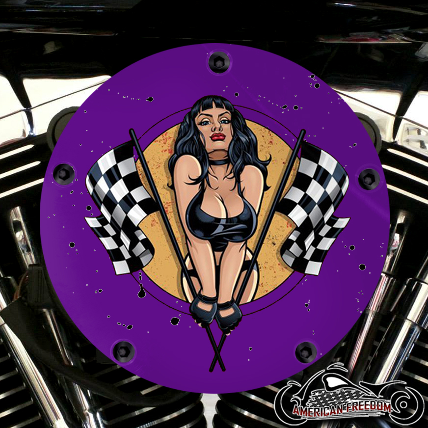 Harley Davidson High Flow Air Cleaner Cover - Race Flags Purple